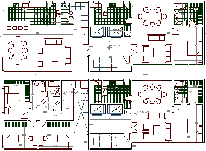 Multi Flooring Housing Apartment Flats Structure Design dwg file