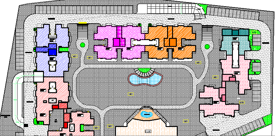 Multi-Flooring Housing Flats Architecture Layout and Structure Details dwg file