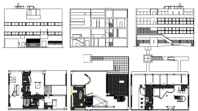 Multi-Flooring One Family Housing Project dwg file