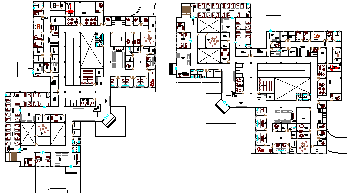 Multi-Flooring Private Hospital Floor Plan Structure Details dwg file