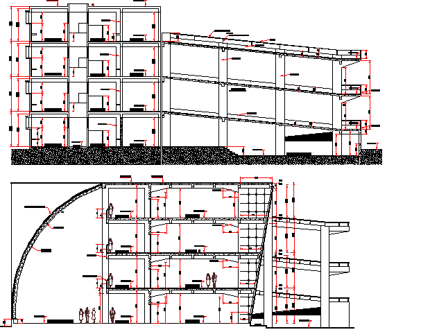 Multi Flooring School Design and Elevation dwg file