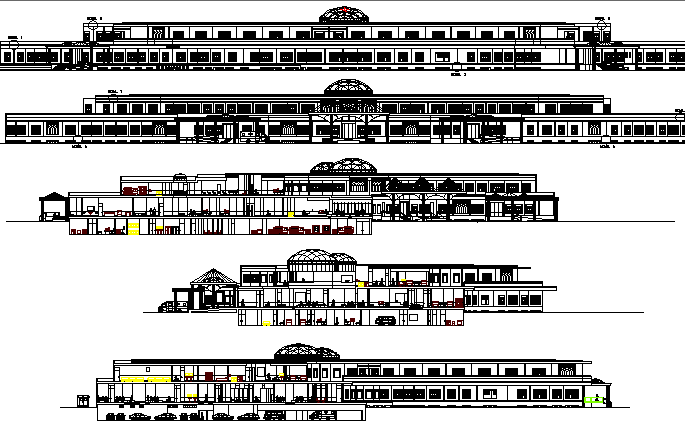 Multi-Flooring and Multi-Specialty Hospital Elevation and Section Plan dwg file