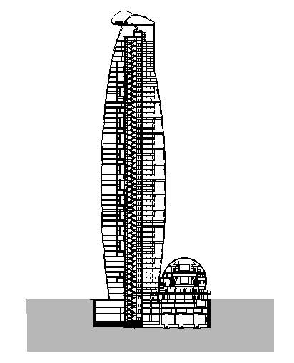 Multi Purpose Building Elevation dwg file