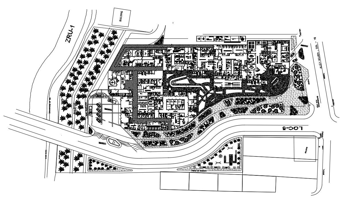 Multi-Specialist Hospital Building Design Furniture Layout Architecture Plan CAD File