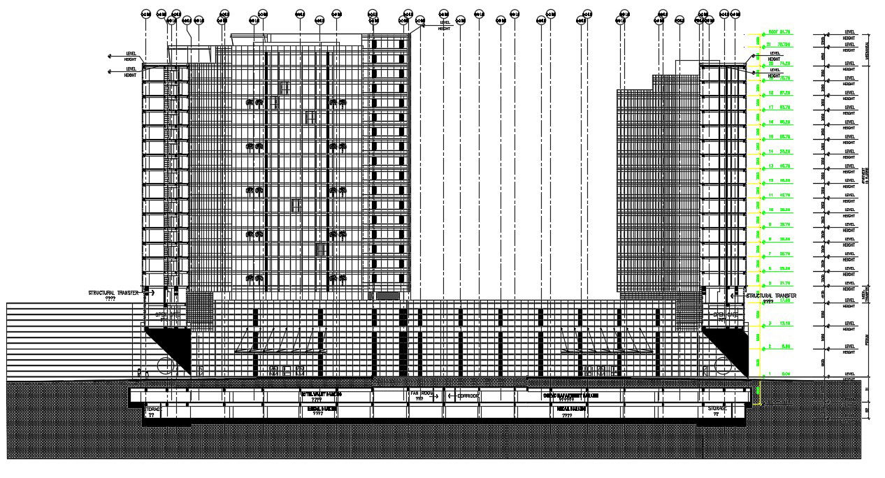 Multi Story Building Section Drawing AutoCAD File