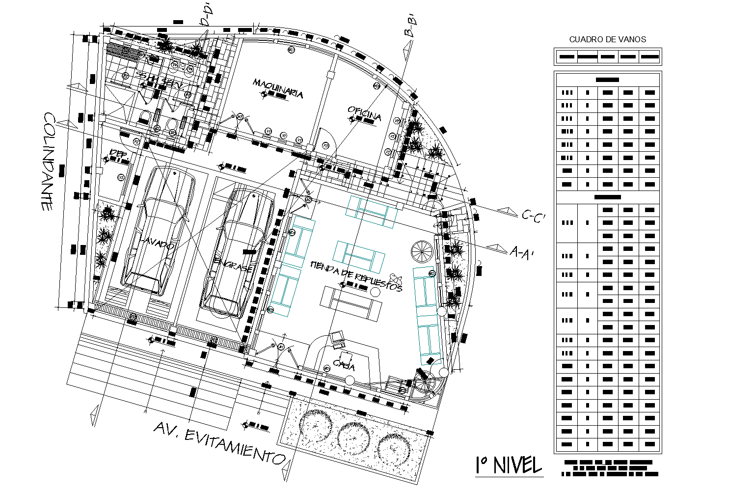 Multi-brand automobile sales and service plan detail dwg file.