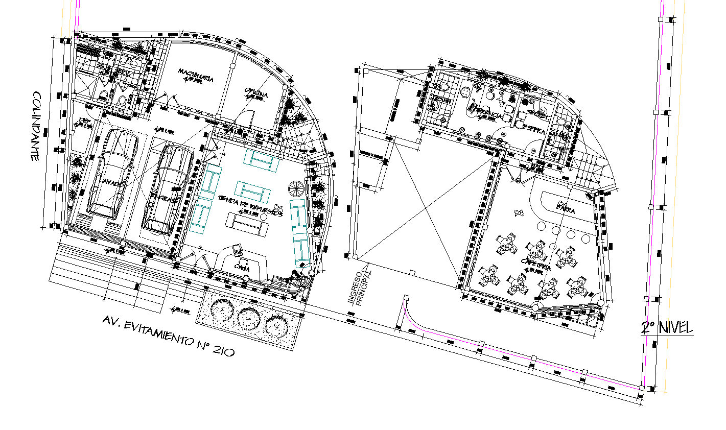 Multi-brand automobile sales and service plan detail dwg file.