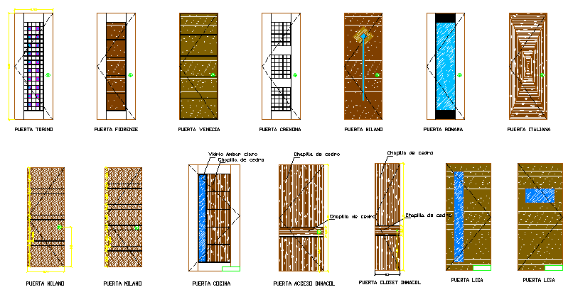 Multi-design door blocks details dwg file