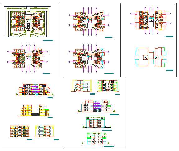 Multi familiar block house design drawing