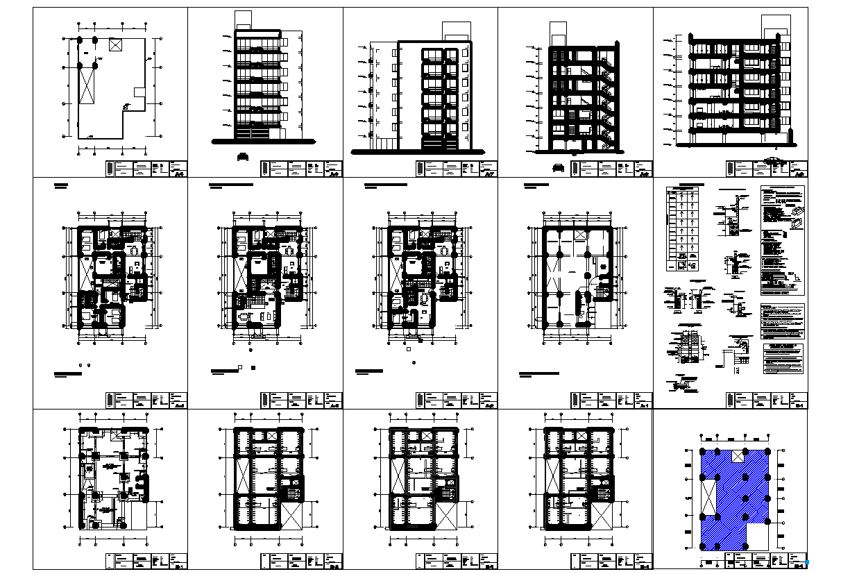 Multi family apartment architecture plan and constructions detail