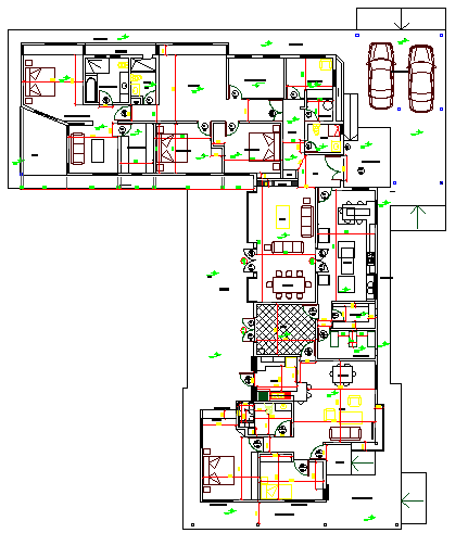 Multi-family colonial housing architecture layout plan details dwg file