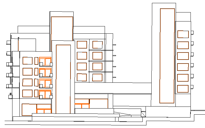 Multi-family housing apartment flats elevation dwg file