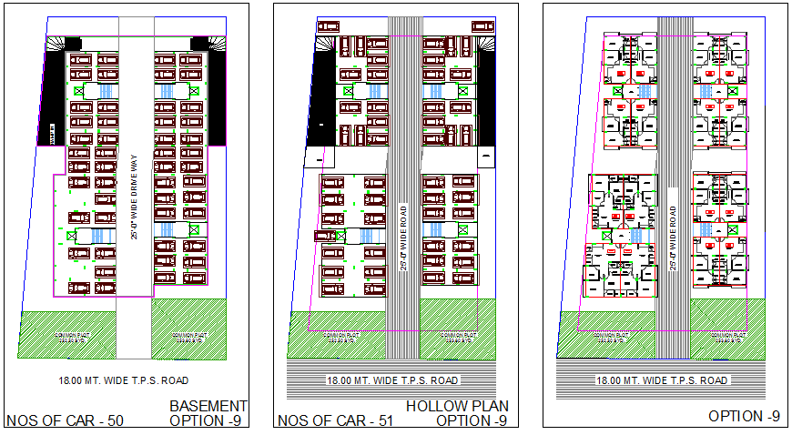 Multi-family housing apartment floor plan details dwg file