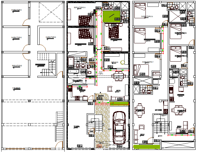 Multi-family housing apartment layout plan details dwg file