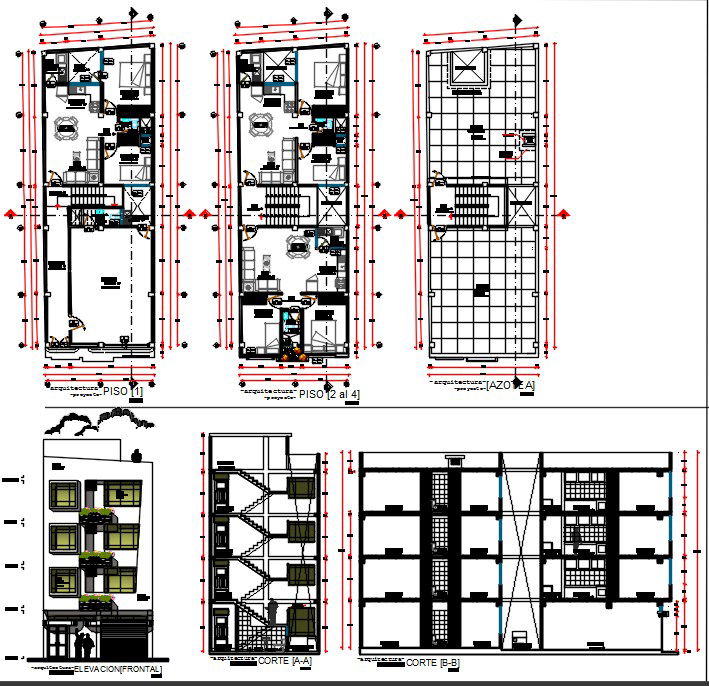 Multi family housing four floors.