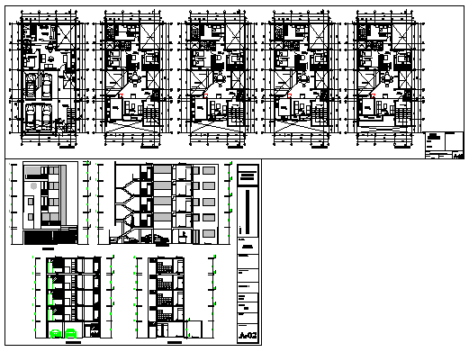 Multi family housing storay flat 5 floor design drawing