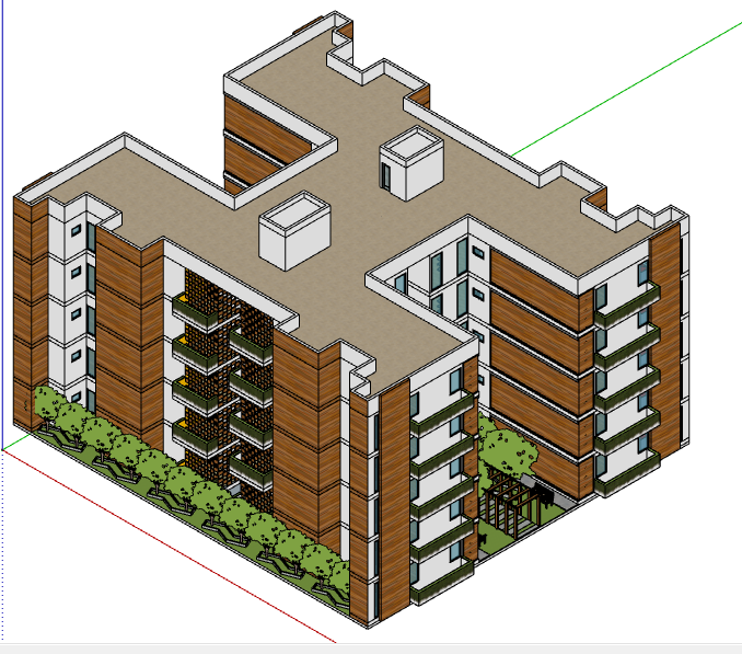 Multi-family residential building 3d design dwg file