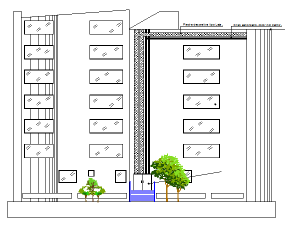 Multi-family residential building main elevation dwg file