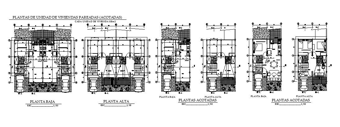 Multi-family residential building units floor plan cad drawing details dwg file