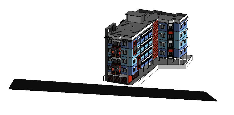 Multi-family residential flats 3d drawing details rvt file