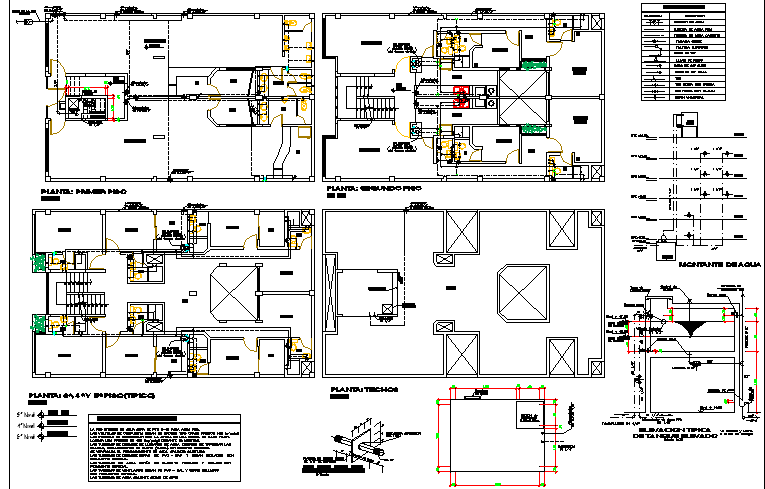 Multi-family residential housing building architecture project dwg file