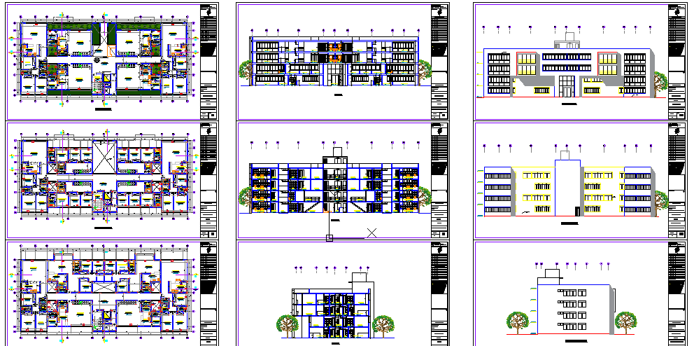 Multi-family residential housing building architecture project dwg file