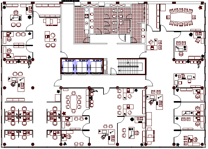 Multi-flooring administration building office architecture layout plan dwg file