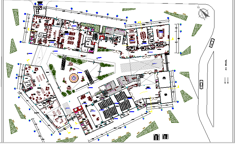Multi-flooring business center landscaping and architecture layout plan dwg file