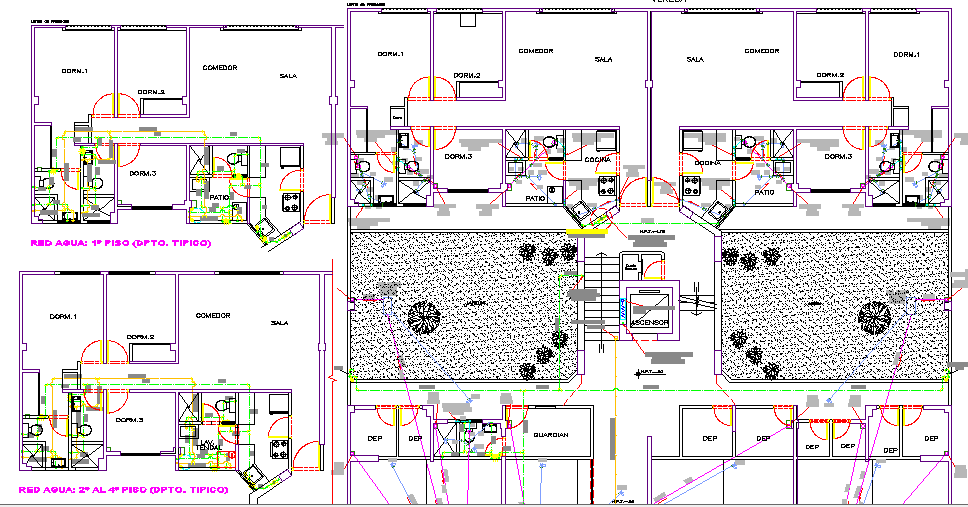 Multi-flooring city hotel architecture layout plan dwg file