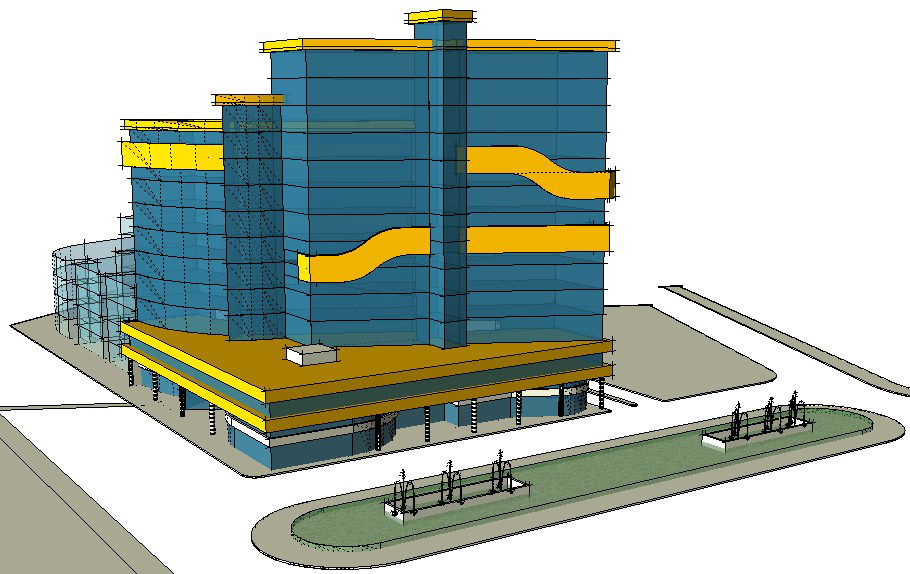 Commercial Center Multi-Floor 3D Building SKP Model File