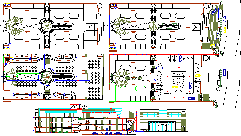 Multi-flooring commercial shopping center auto-cad details dwg file