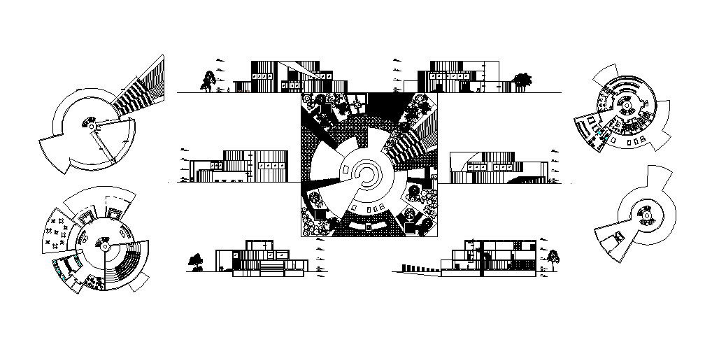 Multi-flooring corporate office building detailed architecture project dwg file