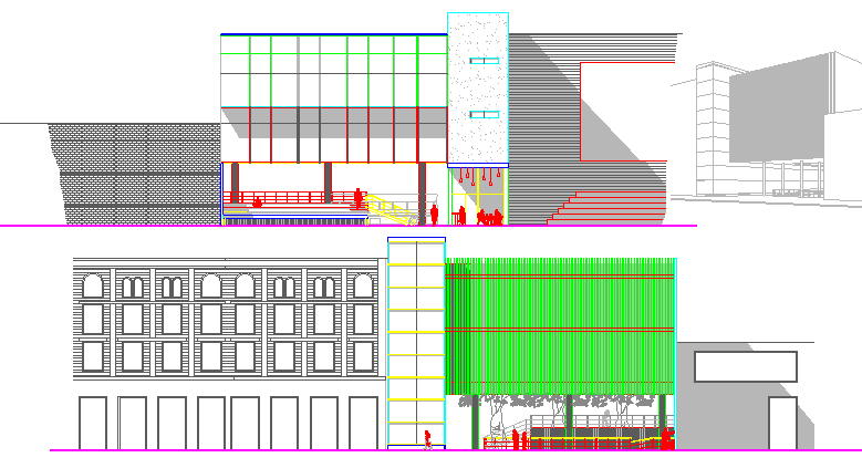 Multi-flooring dance school architecture project dwg file