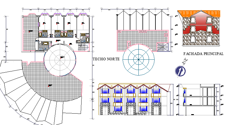 Multi-flooring eco touring hotel architecture project dwg file