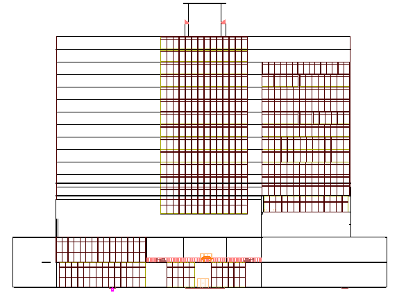Multi-flooring hotel north elevation details dwg file