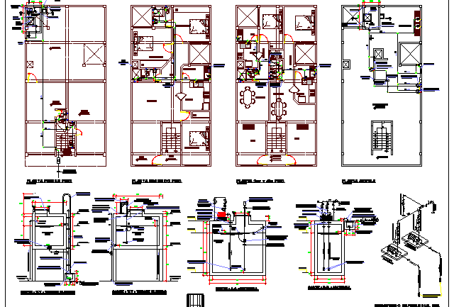 Multi-flooring housing building architecture project dwg file