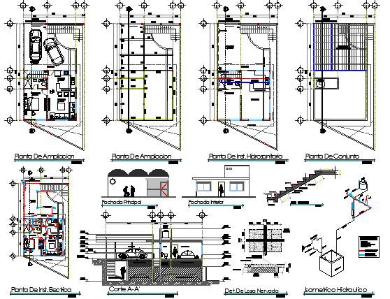 Multi-flooring housing expansion architecture project dwg file