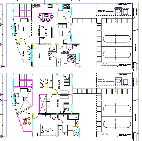 Multi-flooring paradise villa architecture layout plan dwg file