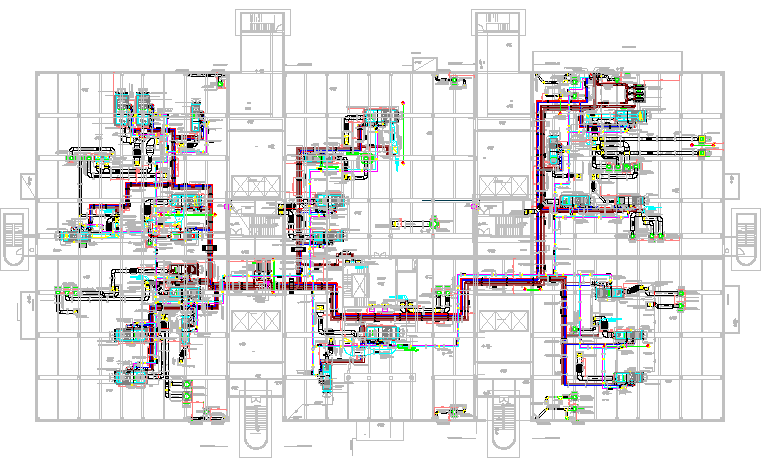 Multi-flooring residential apartment floor plan details dwg file