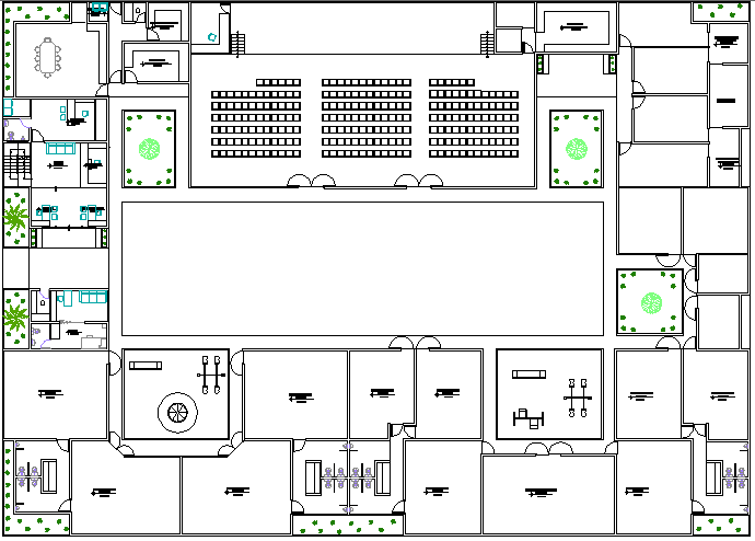 Multi-flooring school architecture layout plan details dwg file