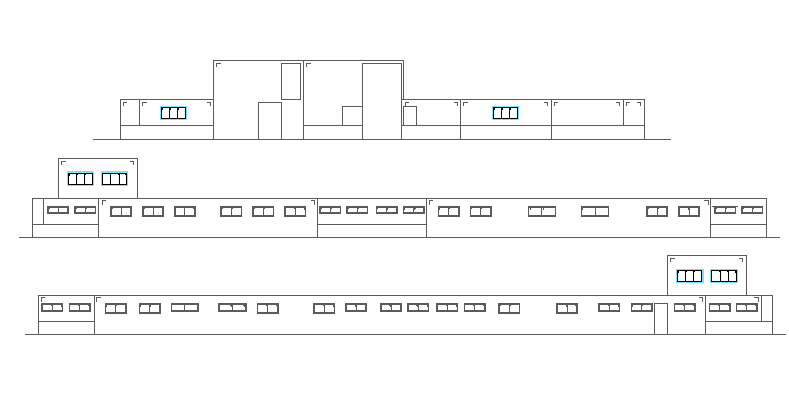Multi-flooring school full all sided elevation details dwg file