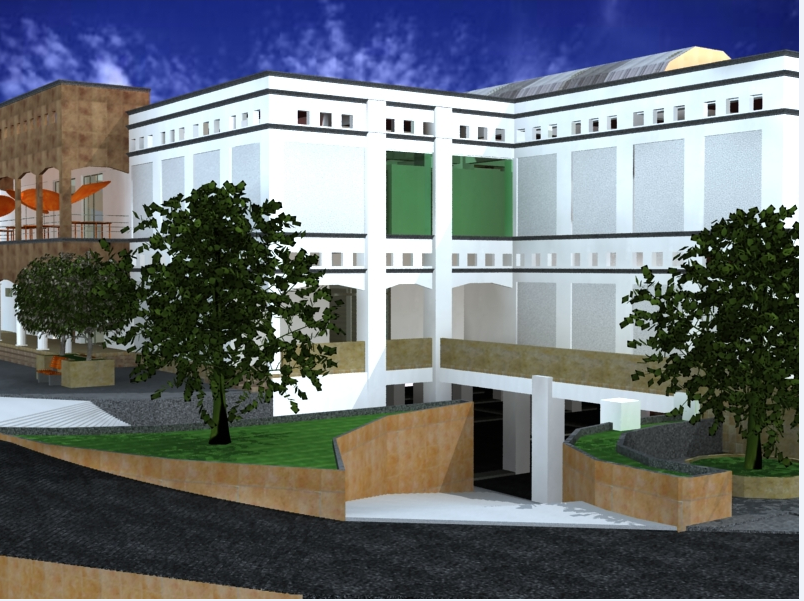 Multi-flooring shopping center 3d design view dwg file