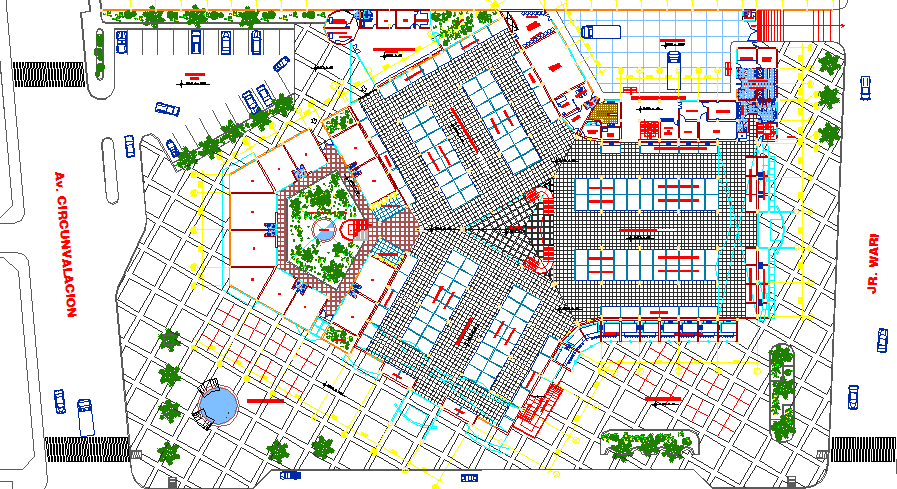 Multi-flooring shopping mall ground floor layout plan details dwg file