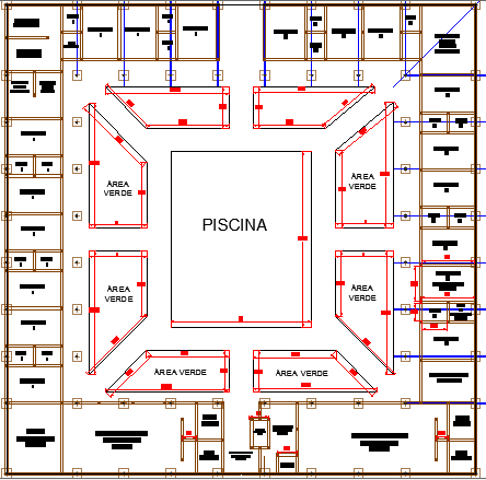 Multi-flooring tourist hotel architecture layout plan dwg file