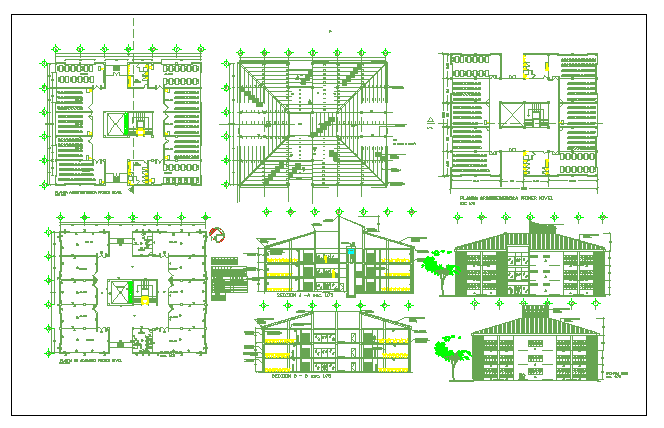 Multi-flooring urban school detailed architecture project dwg file