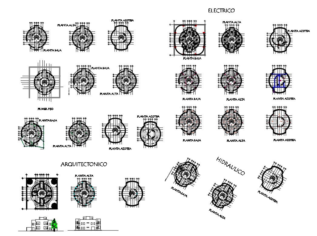 Multi-level hotel building detailed auto-cad details dwg file