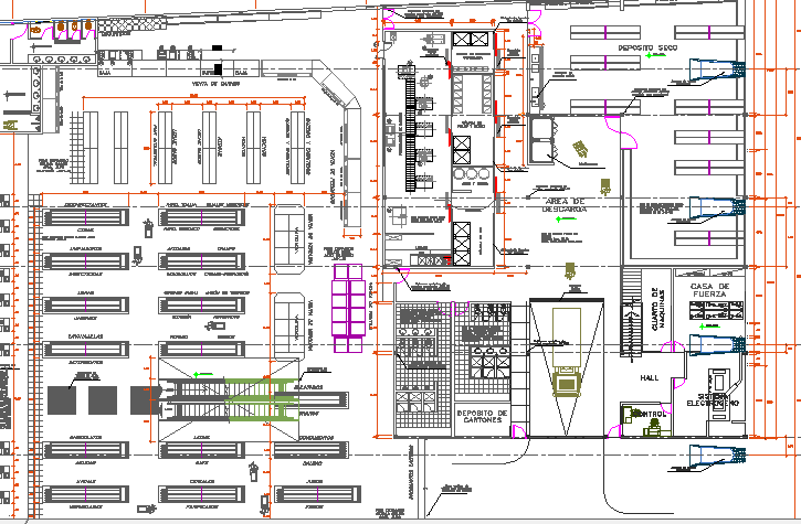 Multi-level shopping mall architecture layout plan details dwg file