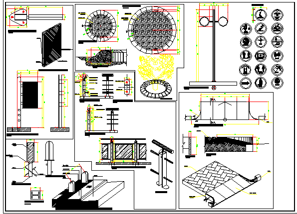Multi-purpose urban furniture details dwg file