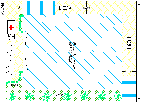 Multi-specialty hospital landscaping details dwg file