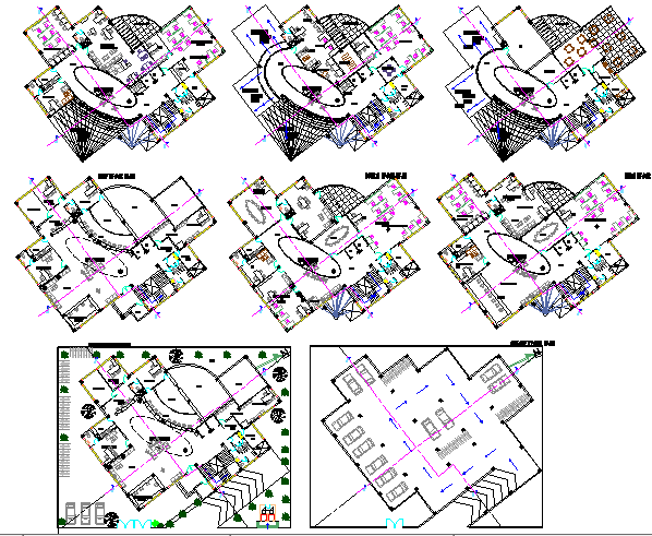 Multi-story bank building floor plan layout details dwg file